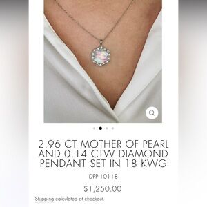 18k white gold mother of pearl and diamonds necklace